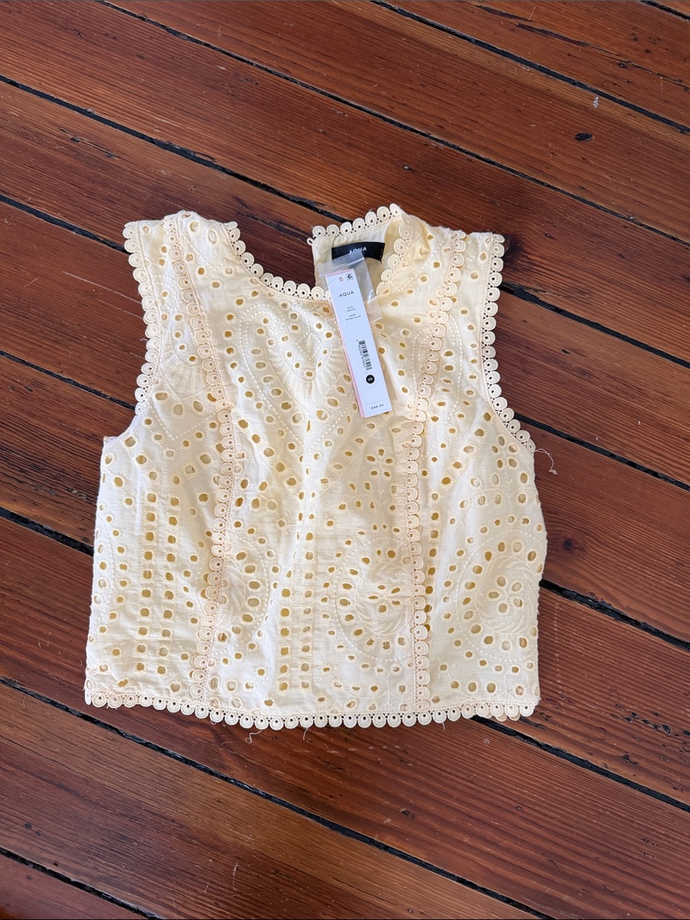 Aqua Cream Eyelet Lace Cropped Tank